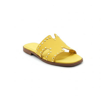 HELENA Sandali a Ciabatta ad H Donna con borchie In Vera Pelle Giallo