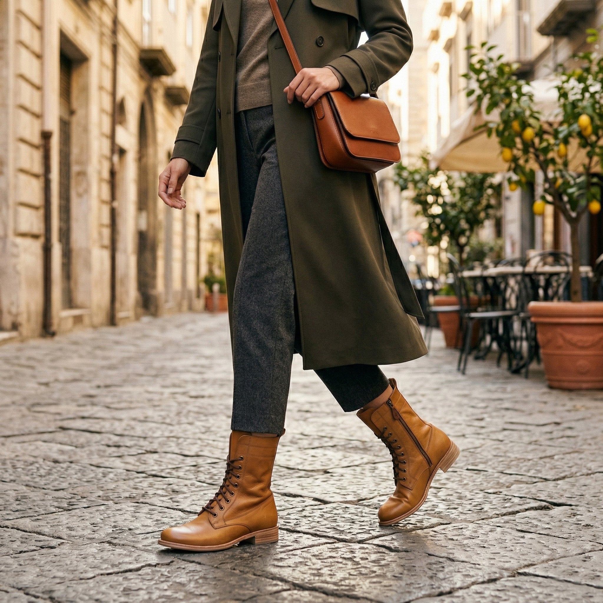 POMPEI-Stiefel aus Wildleder, Leder und Nubuk