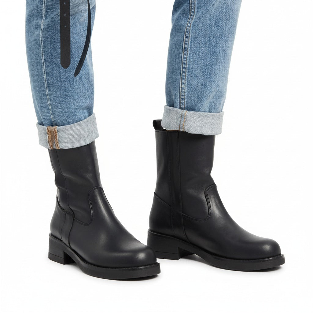 LINE Stivaletto donna in Vera Pelle Nero