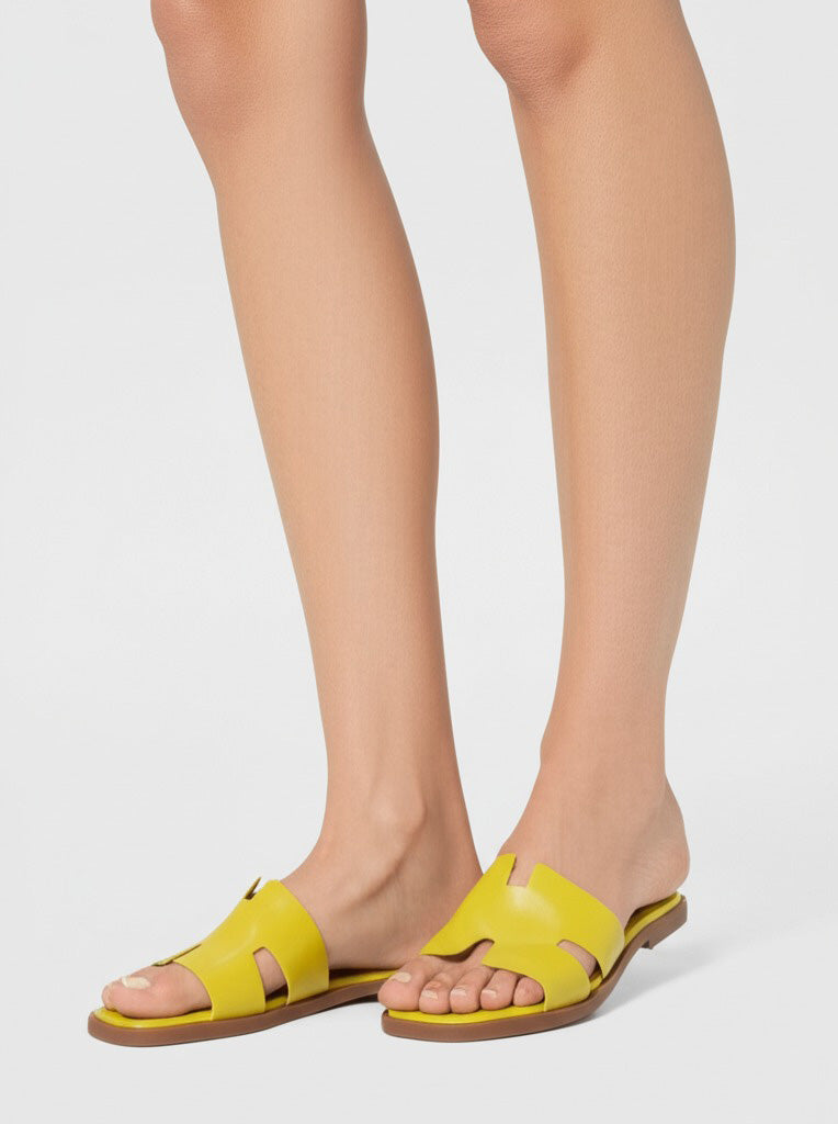 PATTY Sandali a Ciabattine ad H Donna Vera Pelle Giallo