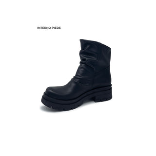 Botte UNION en cuir véritable noir avec surpiqûres sur la tige