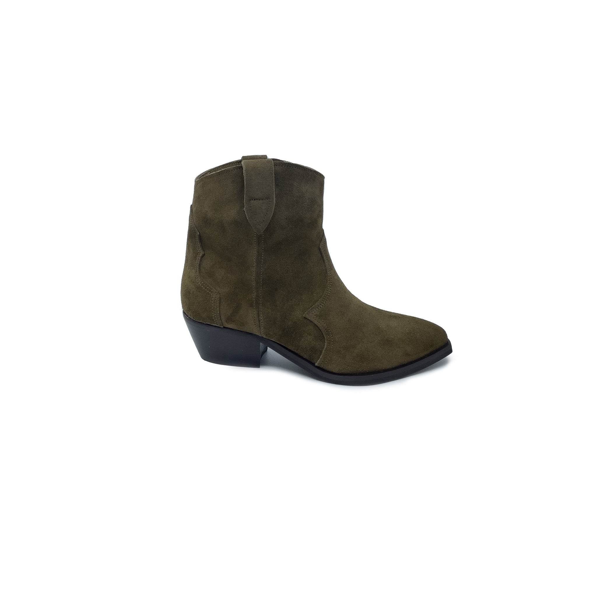 ROME Damen-Stiefeletten mit Absatz aus tabakfarbenem Wildleder