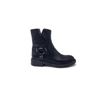 Botte UNION en cuir véritable noir avec surpiqûres sur la tige