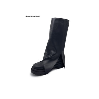 Botte REBEL en Cuir Véritable Noir avec Boucles et Guêtre