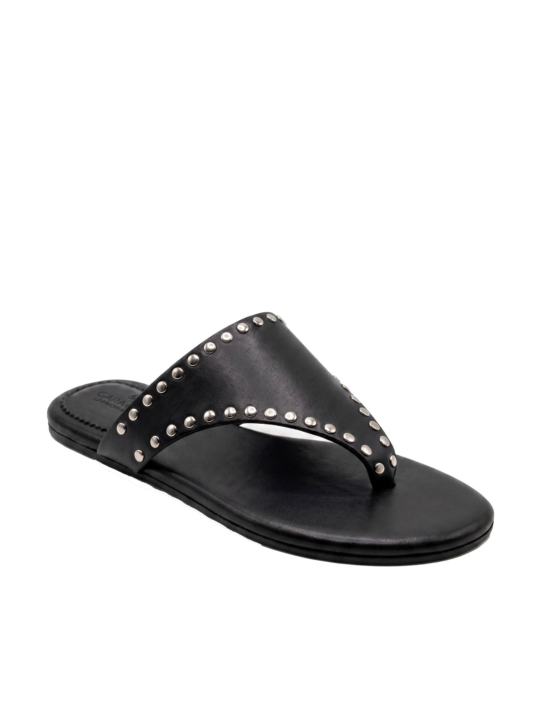 KIMI Sandali infradito bikini con borchie In Vera Pelle Nero Donna Made in Italy