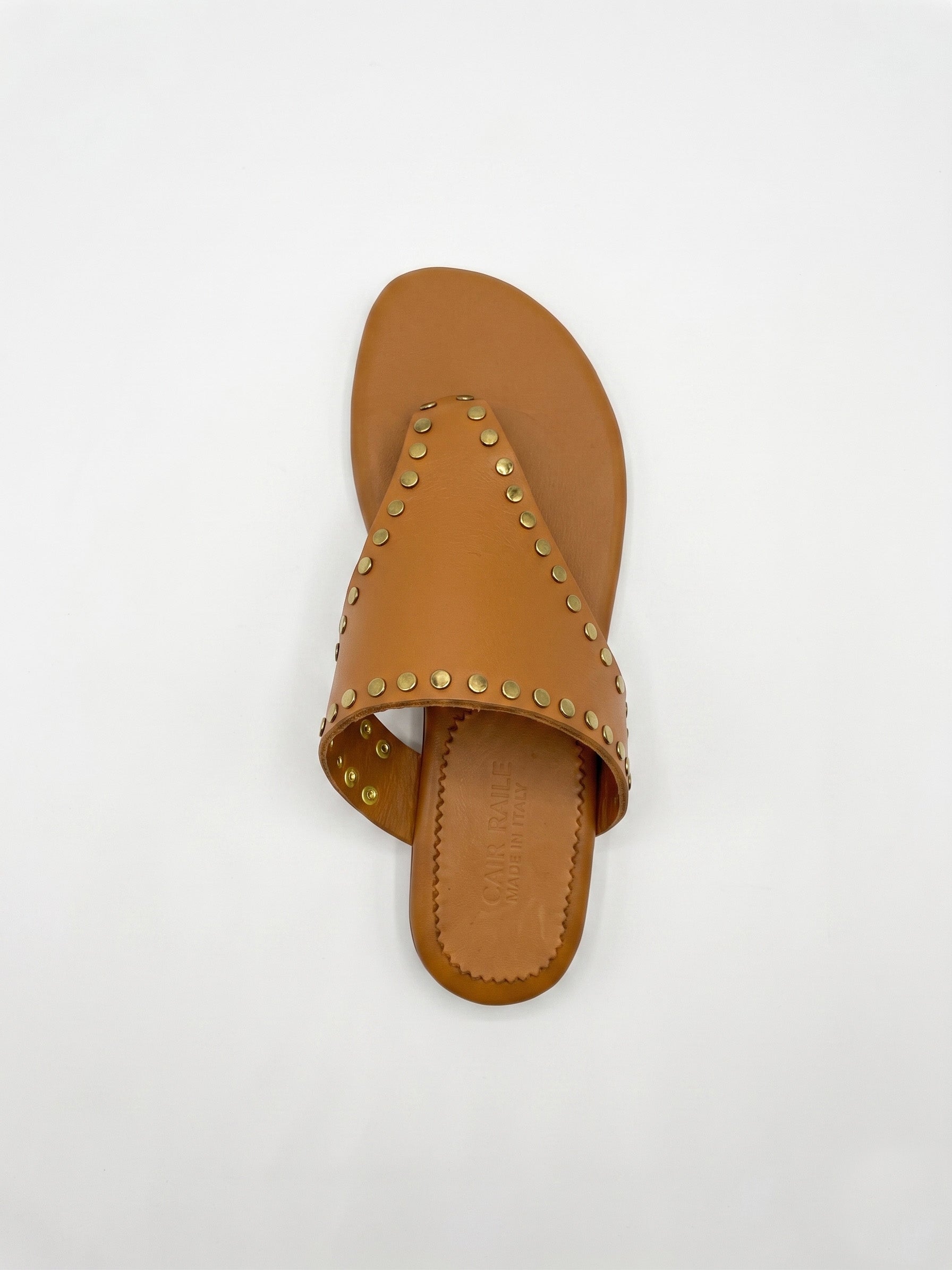 KIMI Sandali infradito bikini con borchie In Vera Pelle cuoio Donna Made in Italy