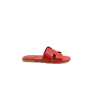 Sandali a Ciabattina Donna Modello H in Vera Pelle Rosso - Made in Italy | Art. PUGLIA