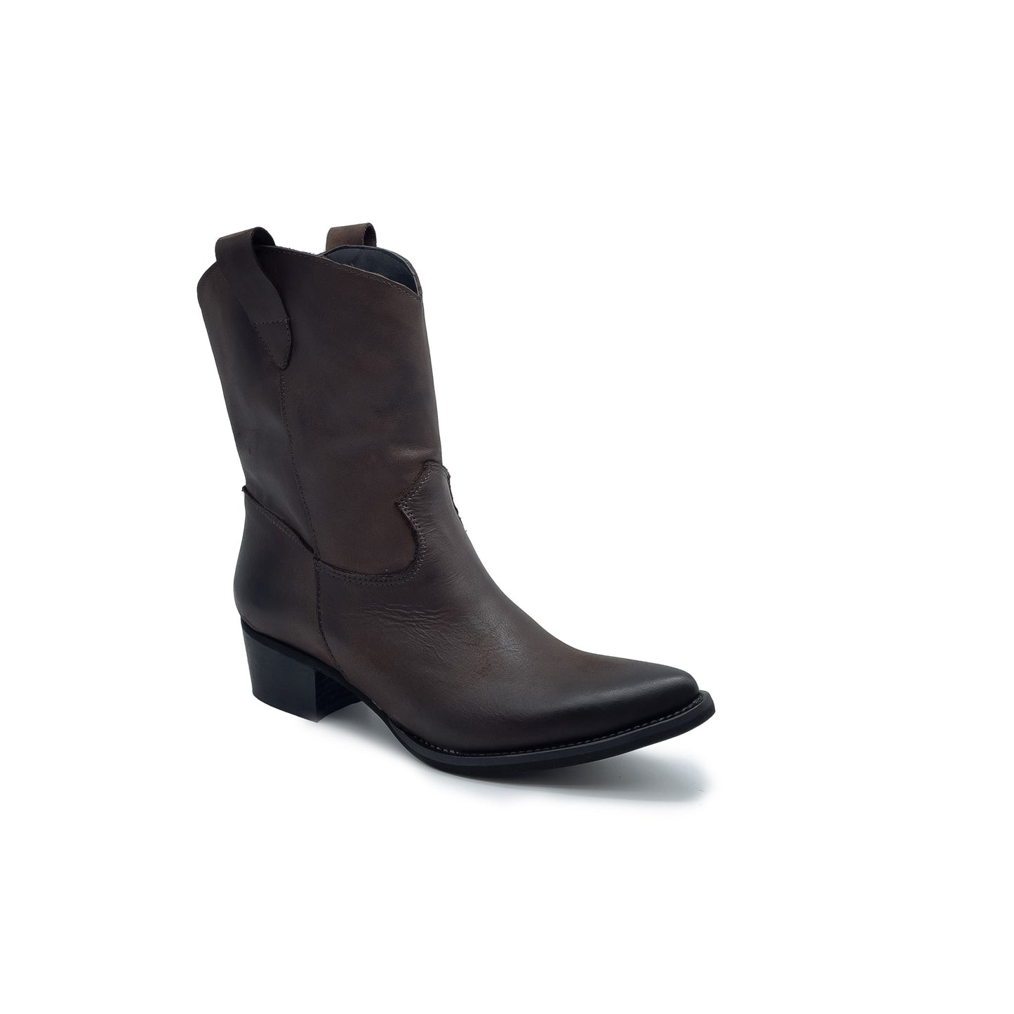 PAMELA Texan-Stiefelette aus DUNKELBRAUNEM NUBUKLEDER
