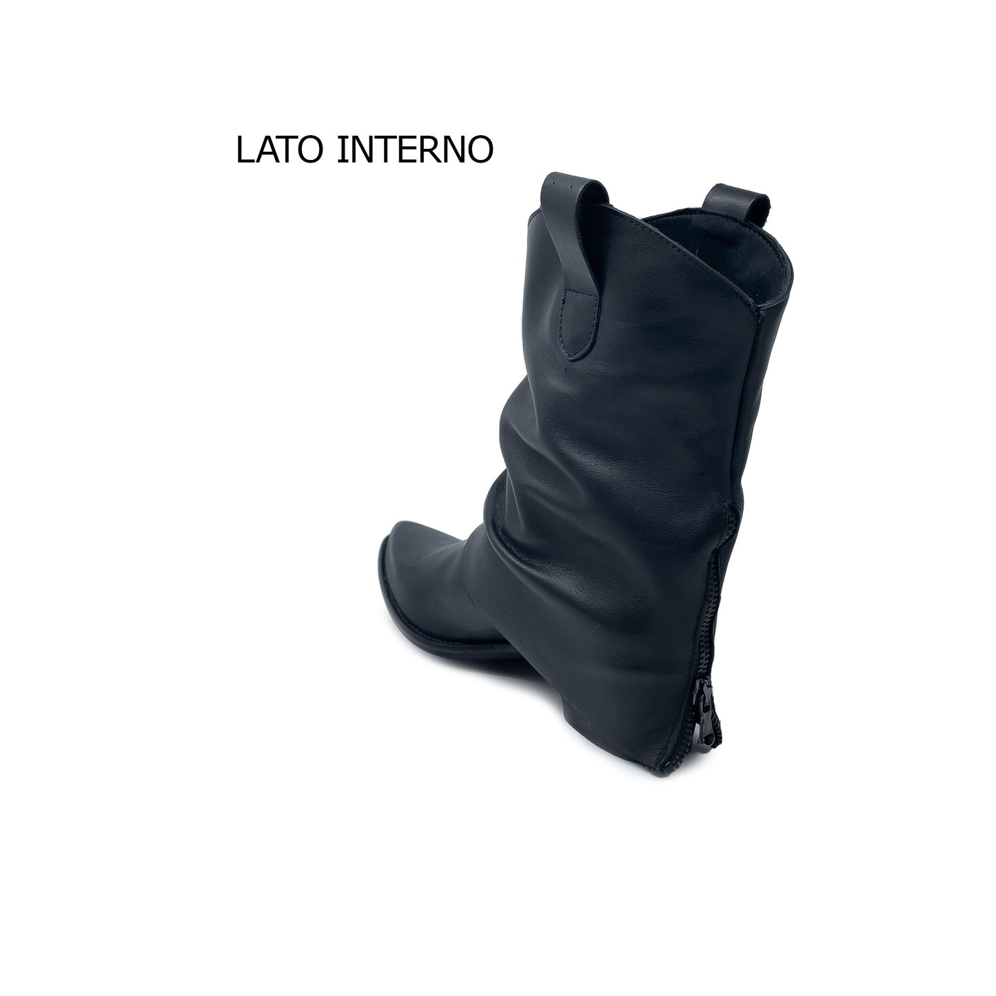 LOVE Stivaletto con tacco in VERA PELLE DI VITELLO NERO