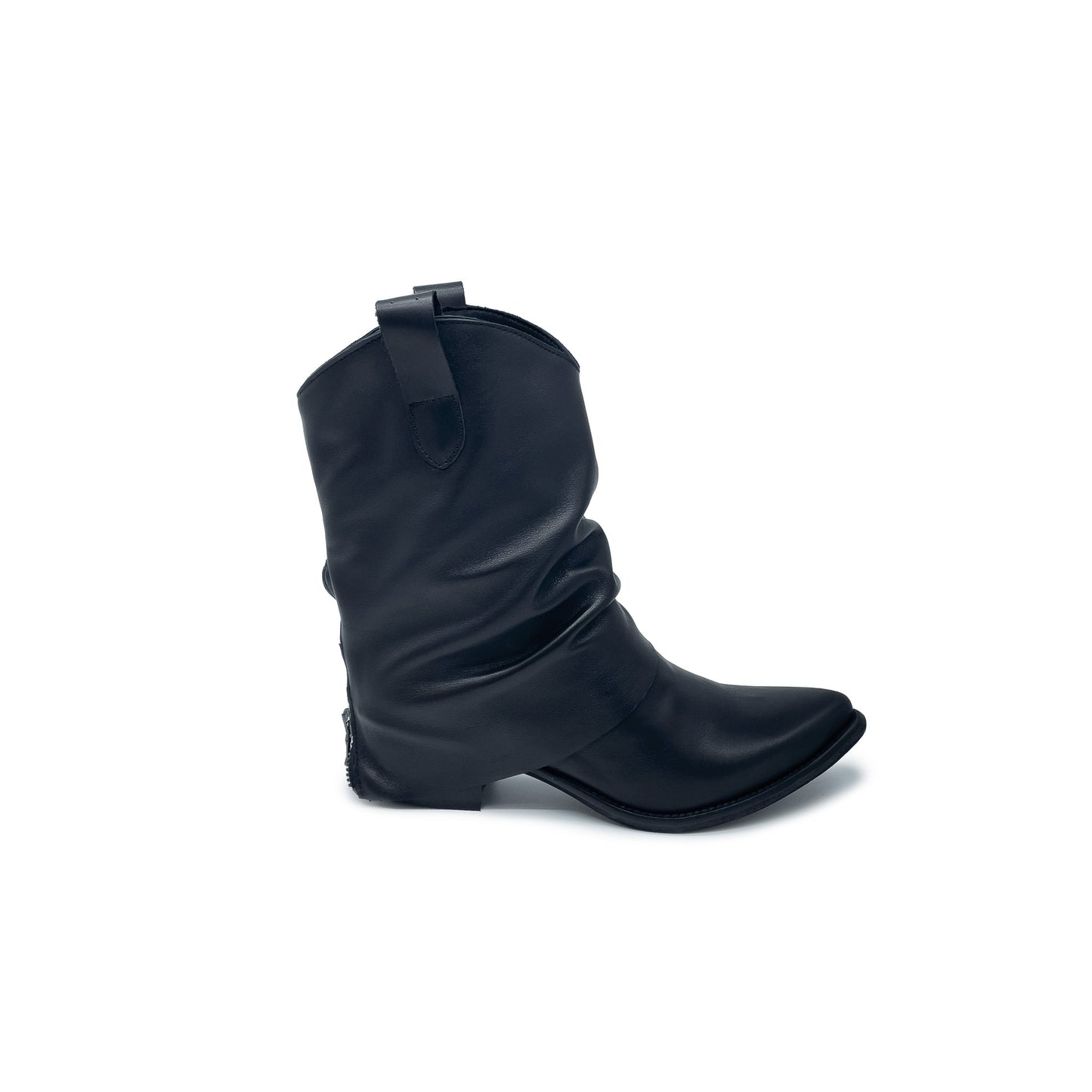 LOVE Stiefelette mit Absatz aus ECHTEM SCHWARZEM KALBSLEDER