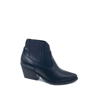 WEST Stivaletto a texano in VERA PELLE NERO con elastici laterali