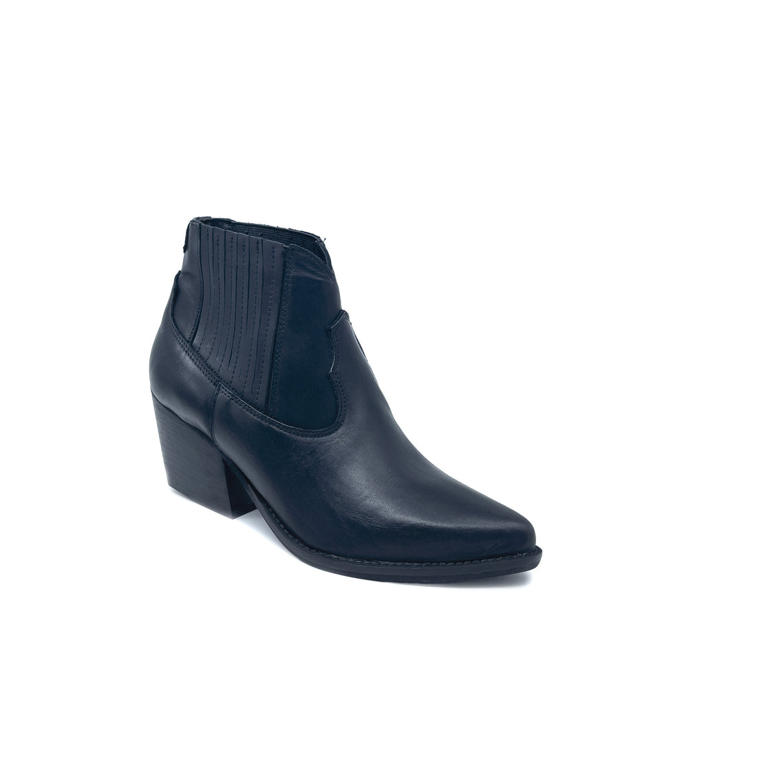 WEST Stivaletto a texano in VERA PELLE NERO con elastici laterali