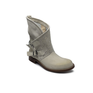 Bottine en nubuck beige perforé CREMA