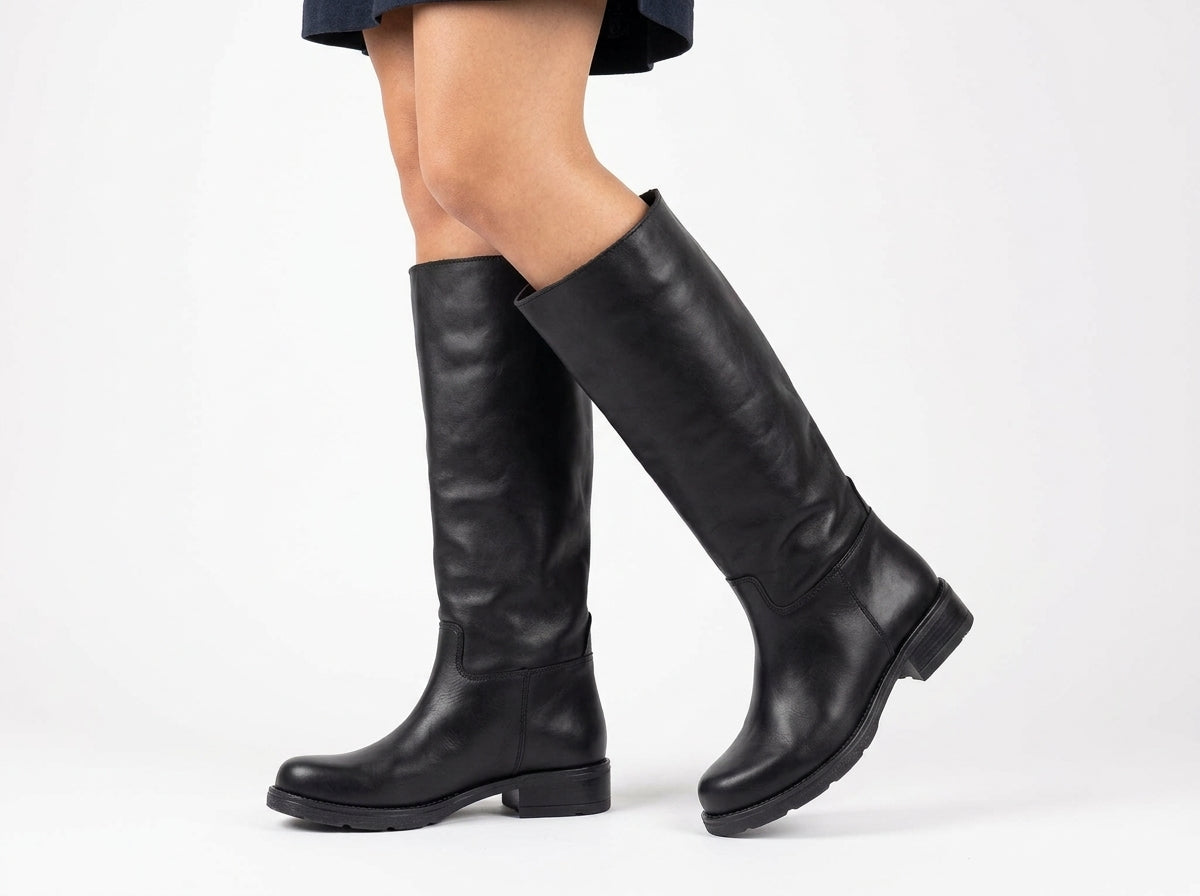 BELGIEN Stiefel aus echtem schwarzem Leder