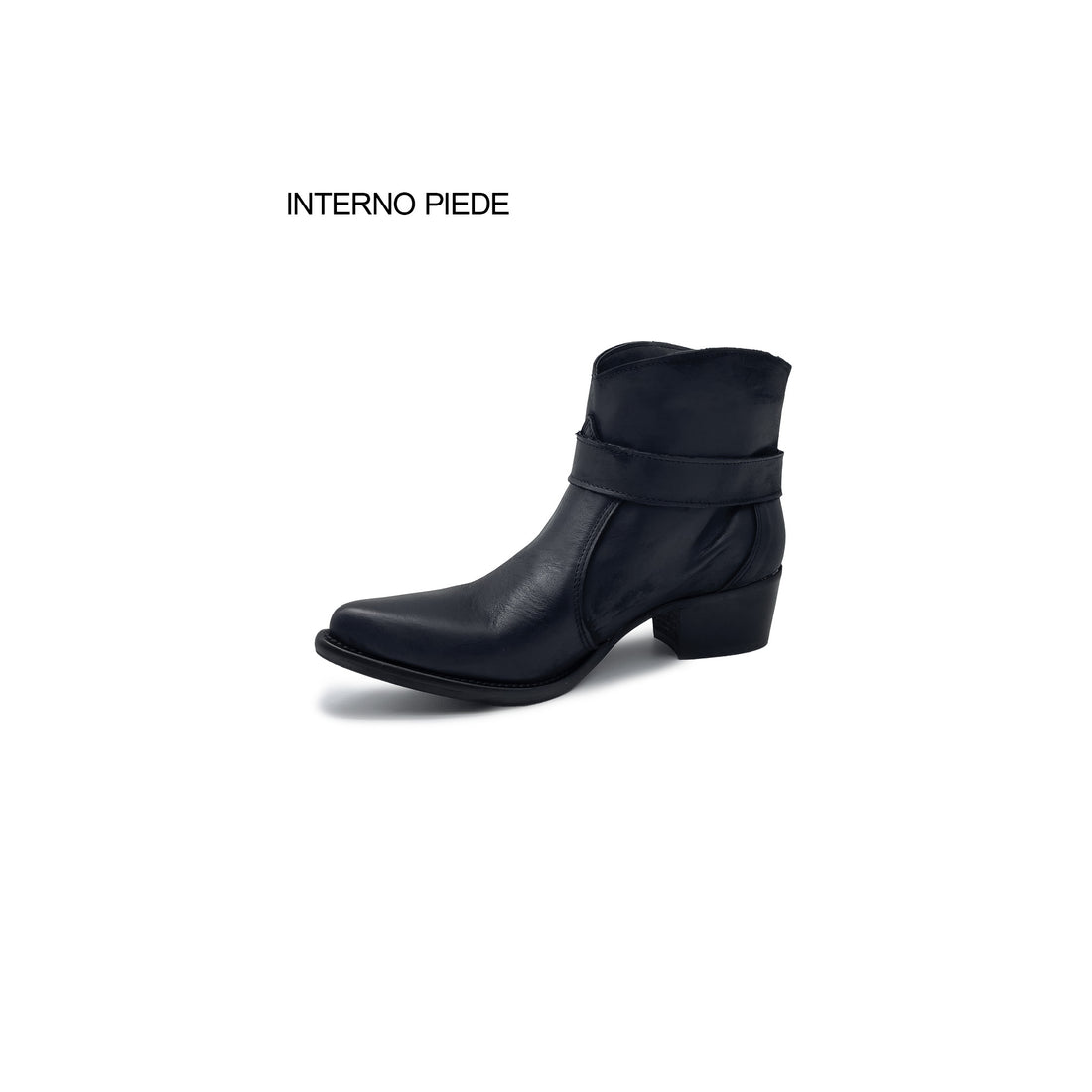 PAOLINA Stivaletti con tacco effetto sfumato vintage In Pelle Nabuk Nero