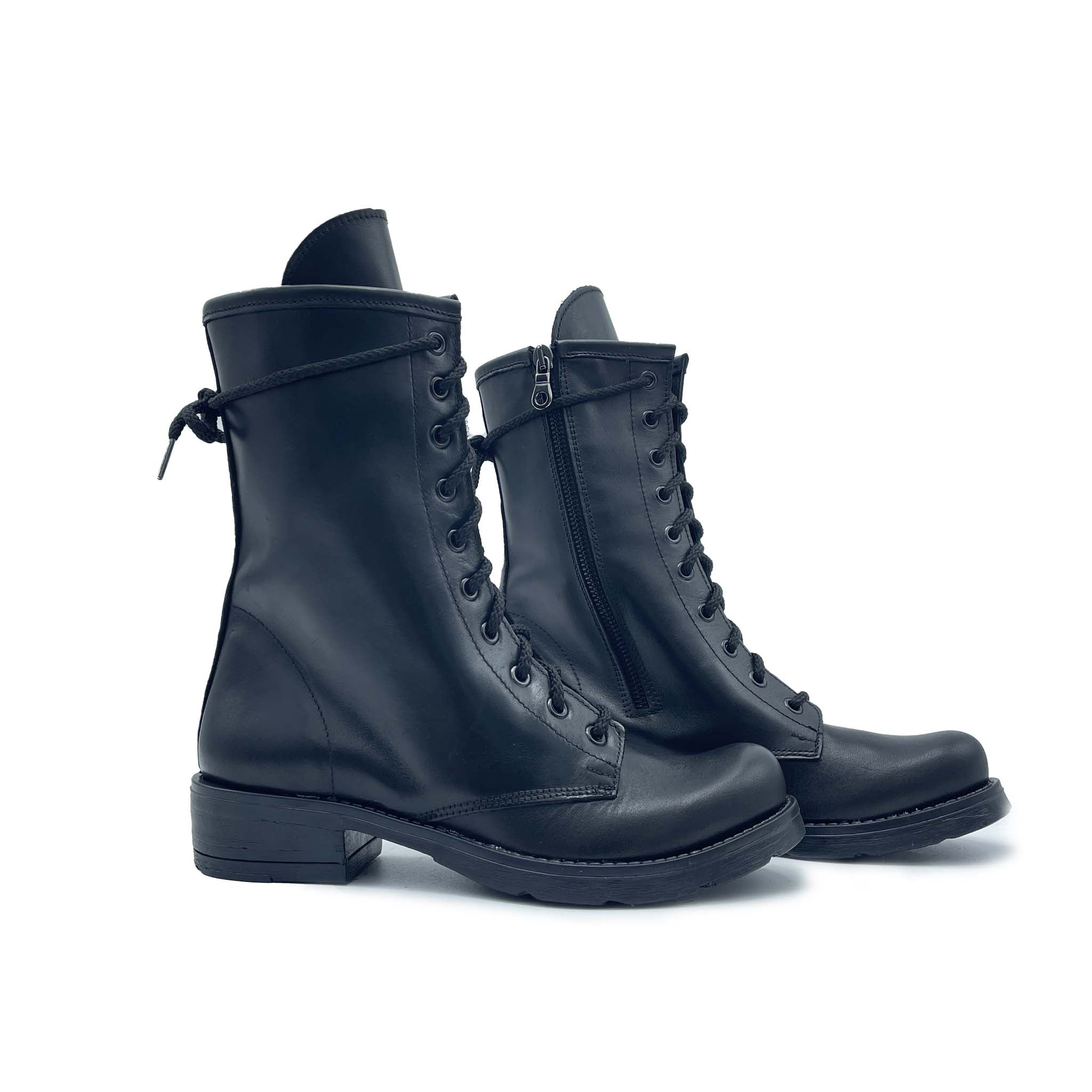 Bottes amphibies TATA en cuir véritable noir