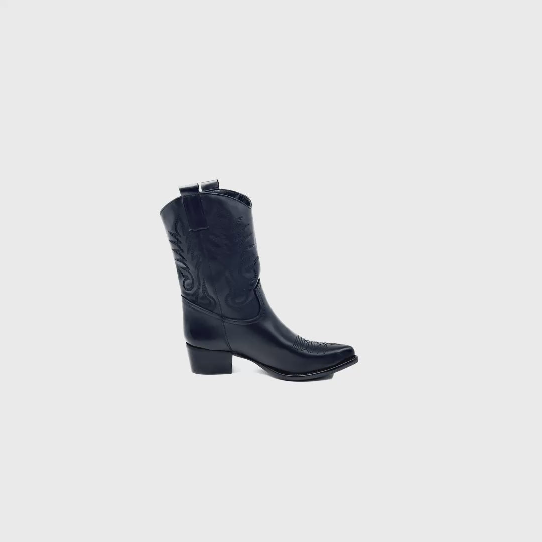 STAR Texan Stiefelette aus SCHWARZEM ECHTEM LEDER