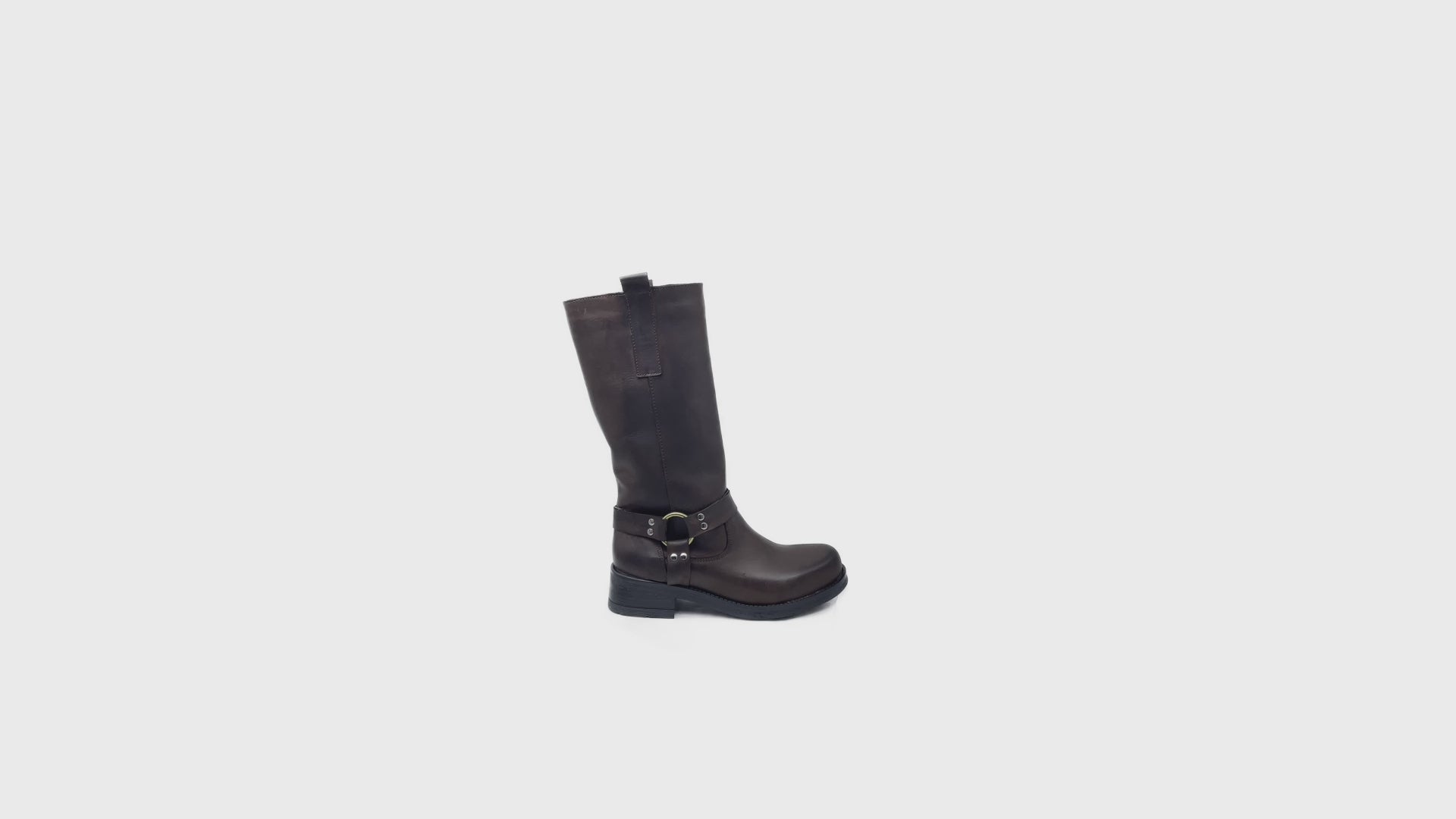 Bota MAYA en Cuero Marrón Sfumato con Tobillera