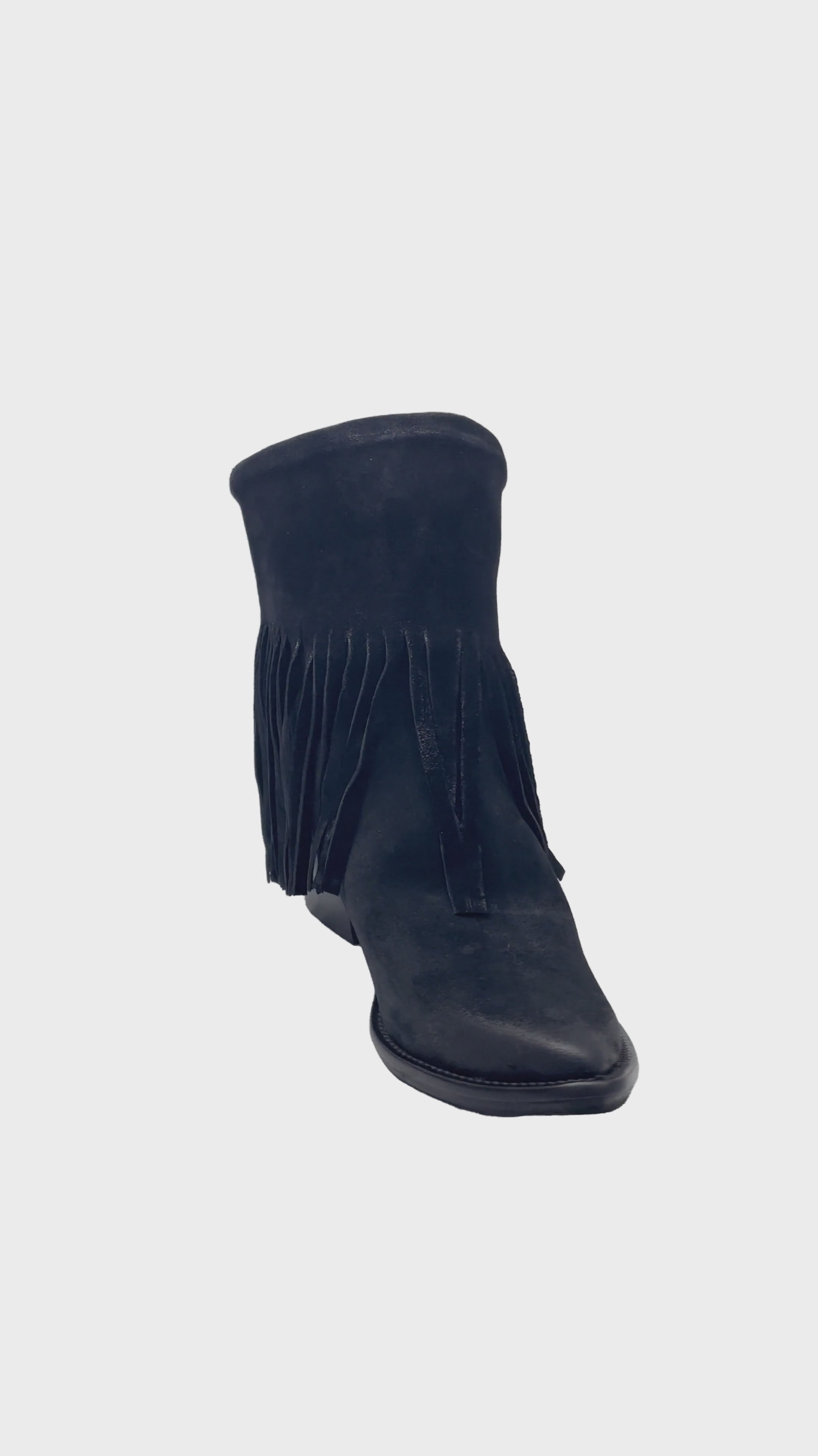 GRISELLE Texan Camperos Fransen aus SCHWARZEM WILDLEDER
