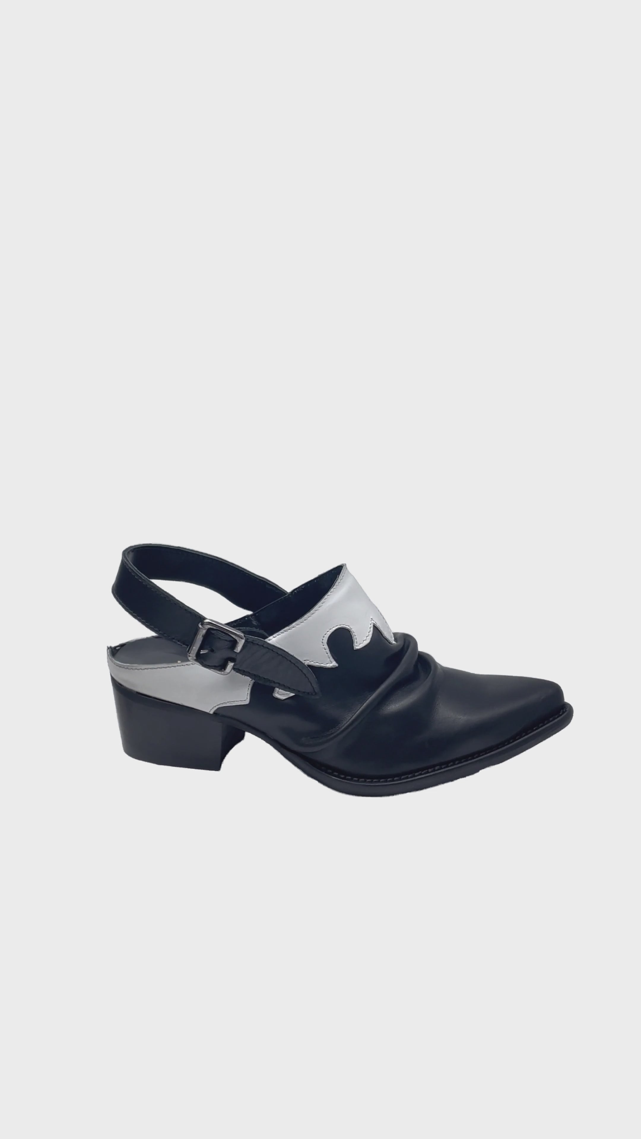 SIMONA Texano Camperos SABOT in PELLE NERO E BIANCO RIF.