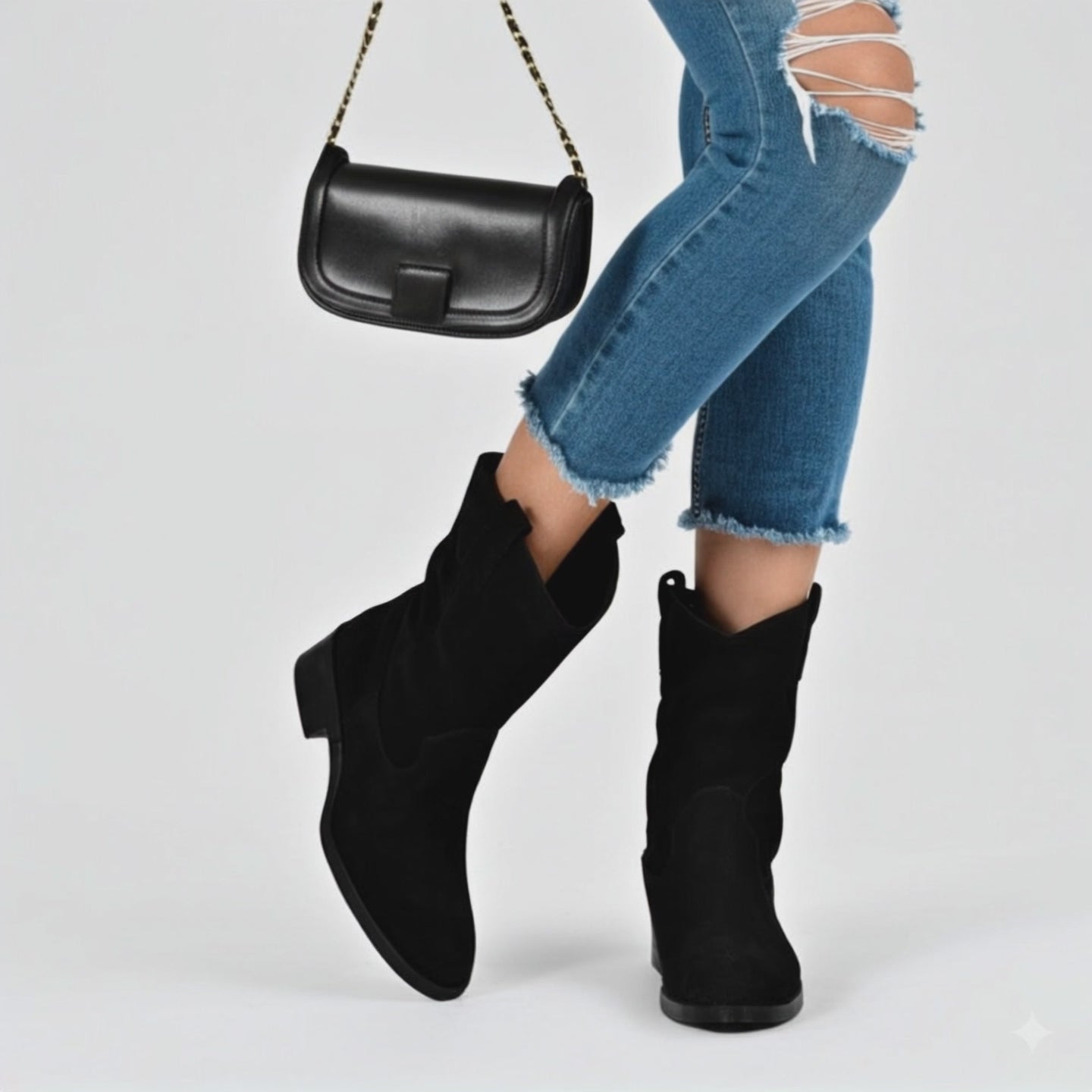 MONTREAL Damen Stiefelette aus schwarzem Wildleder