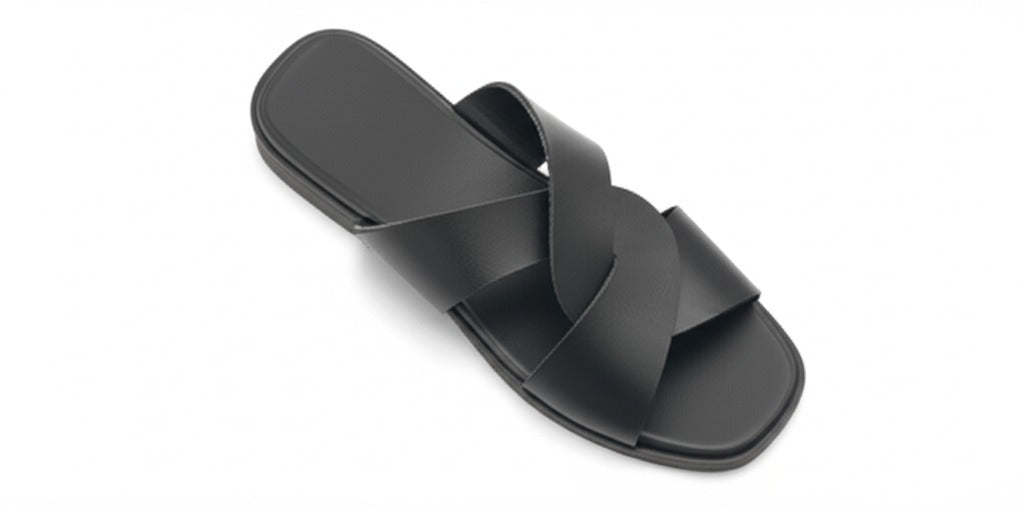 SAMANTA Sandali a Ciabatta In Vera Pelle nero Donna