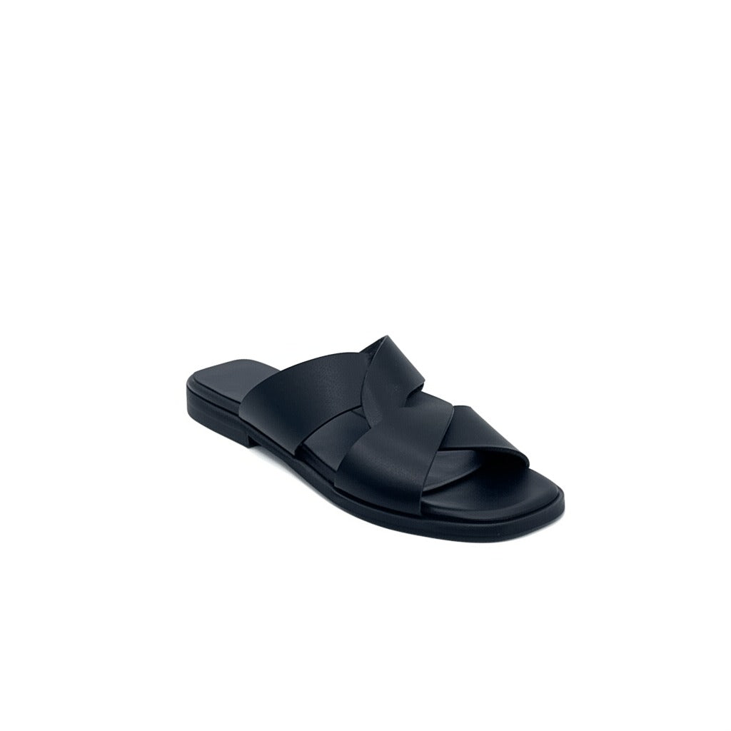 SAMANTA Sandali a Ciabatta In Vera Pelle nero Donna