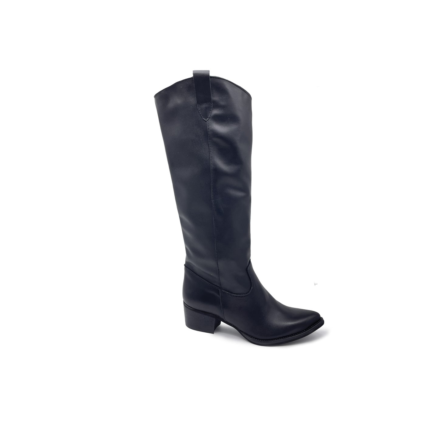 Bottes hautes pour femmes LORY en cuir véritable noir