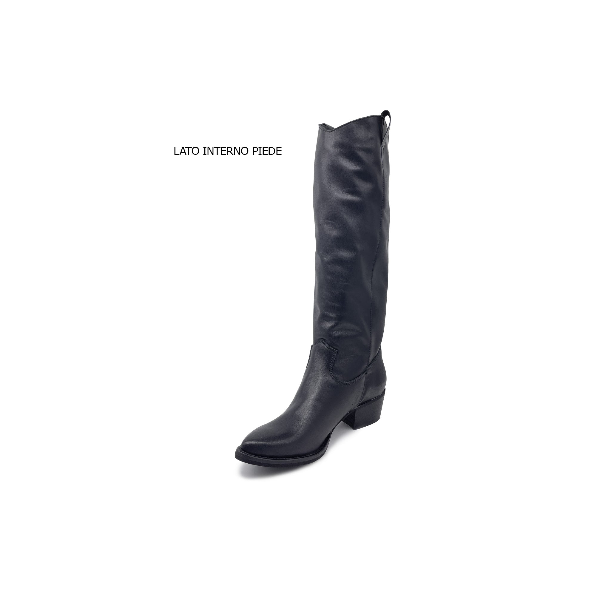 LORY Stivale donna alto in Vera Pelle Nero