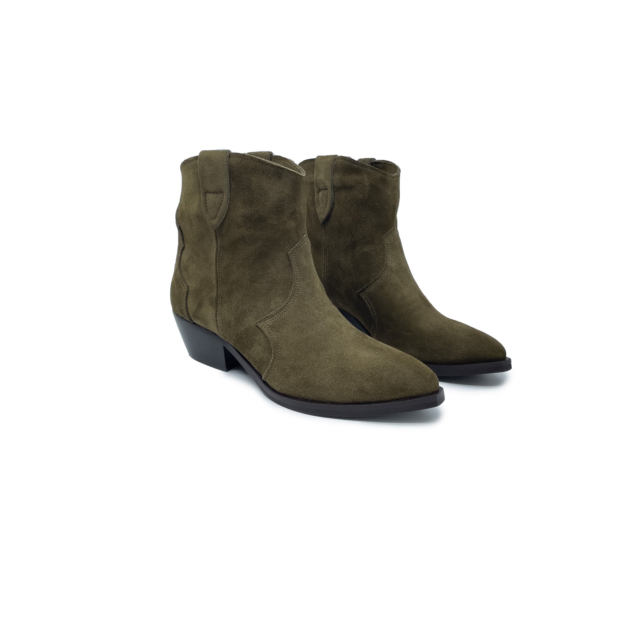 ROME Damen-Stiefeletten mit Absatz aus tabakfarbenem Wildleder