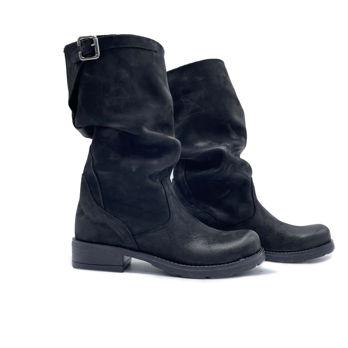 Bota BIKER en Nubuck Negro difuminado