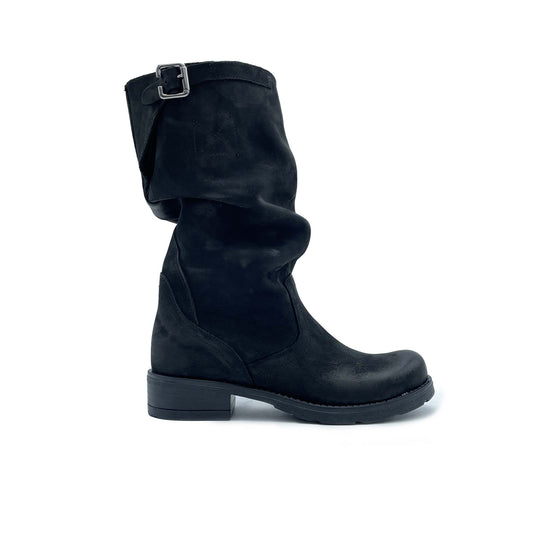 Bota BIKER en Nubuck Negro difuminado