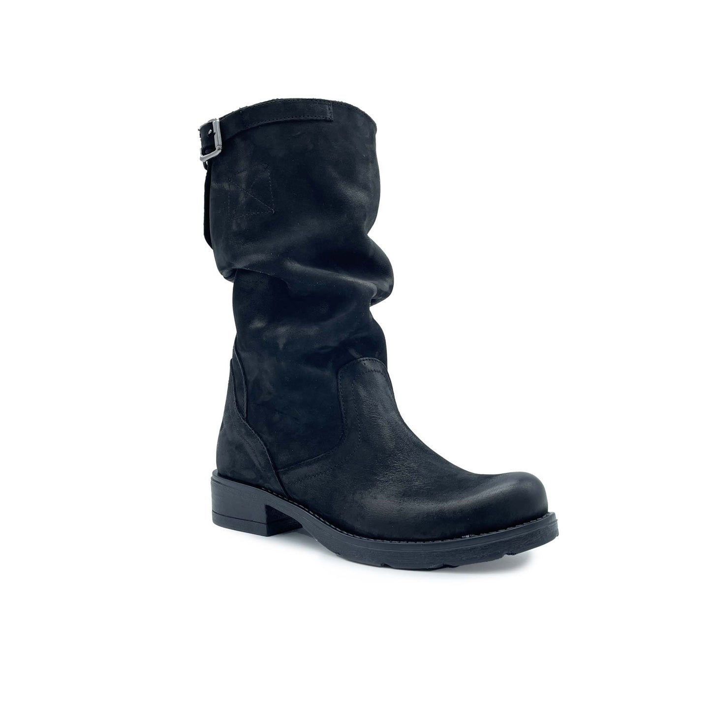 Bota BIKER en Nubuck Negro difuminado